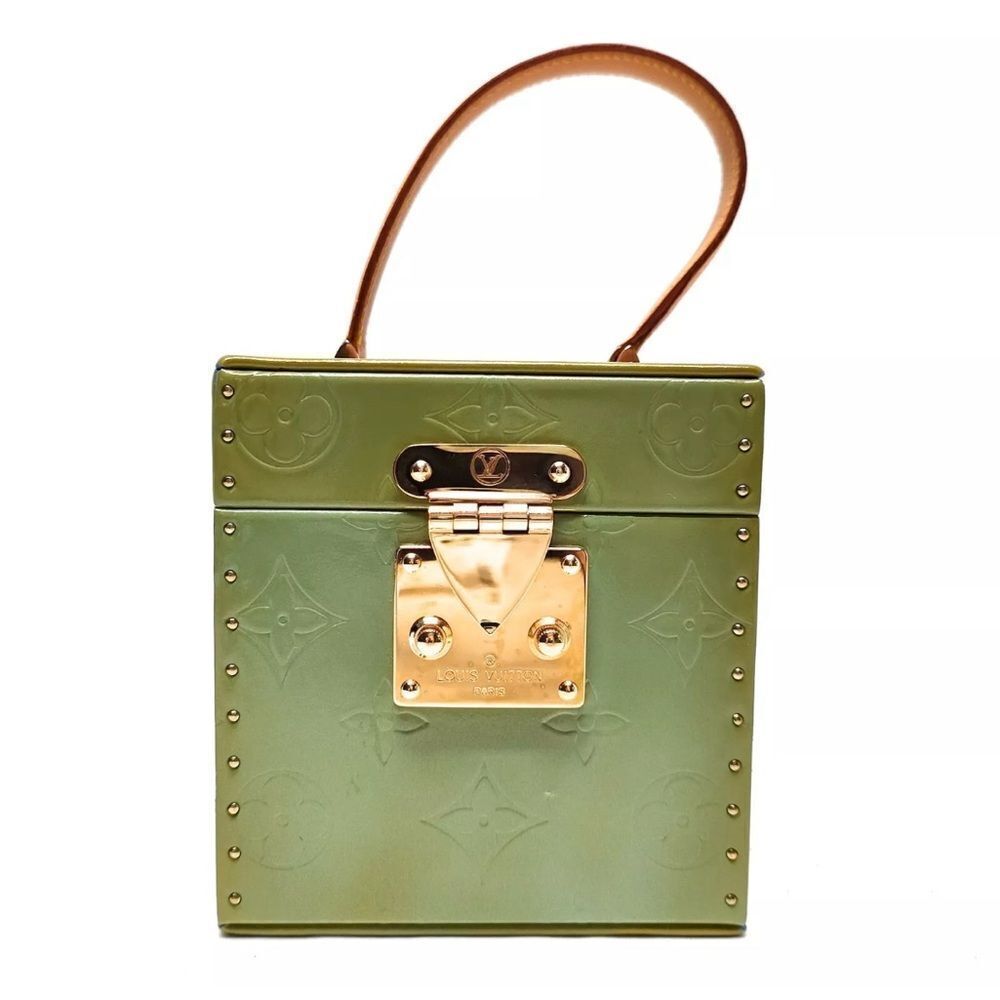 Auth Louis Vuitton Green Monogram Vernis Leather Bleecker Box Bag Preloved Purse